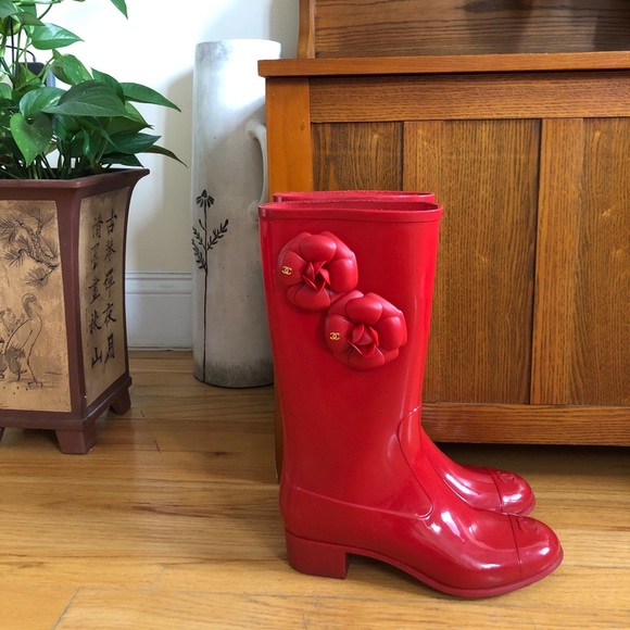 red chanel boots